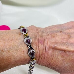 Elegant Gold and Sterling Silver Bracelet with Purple Accents